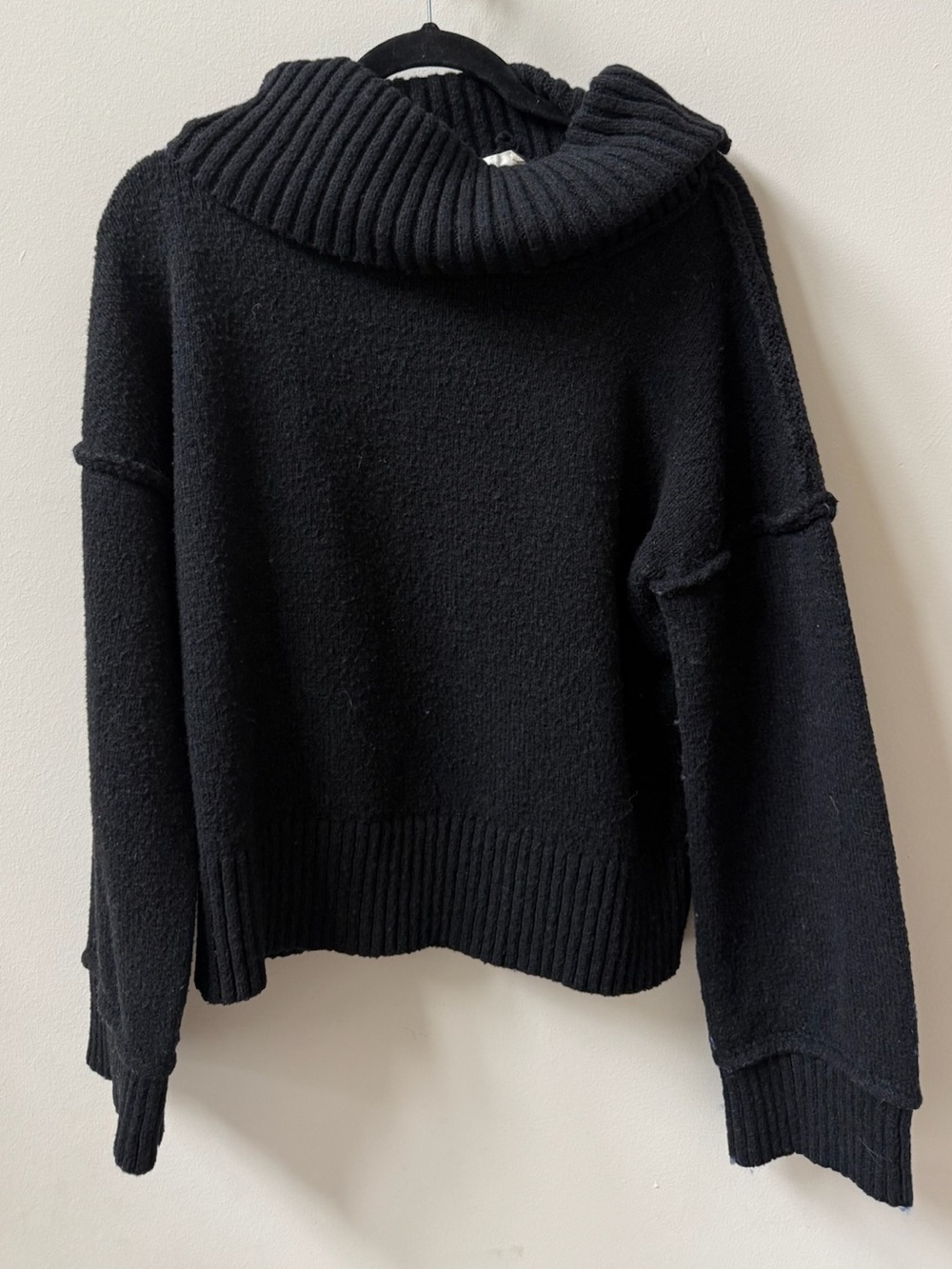 New In Cozy Black Cowl-Neck Sweater for Women